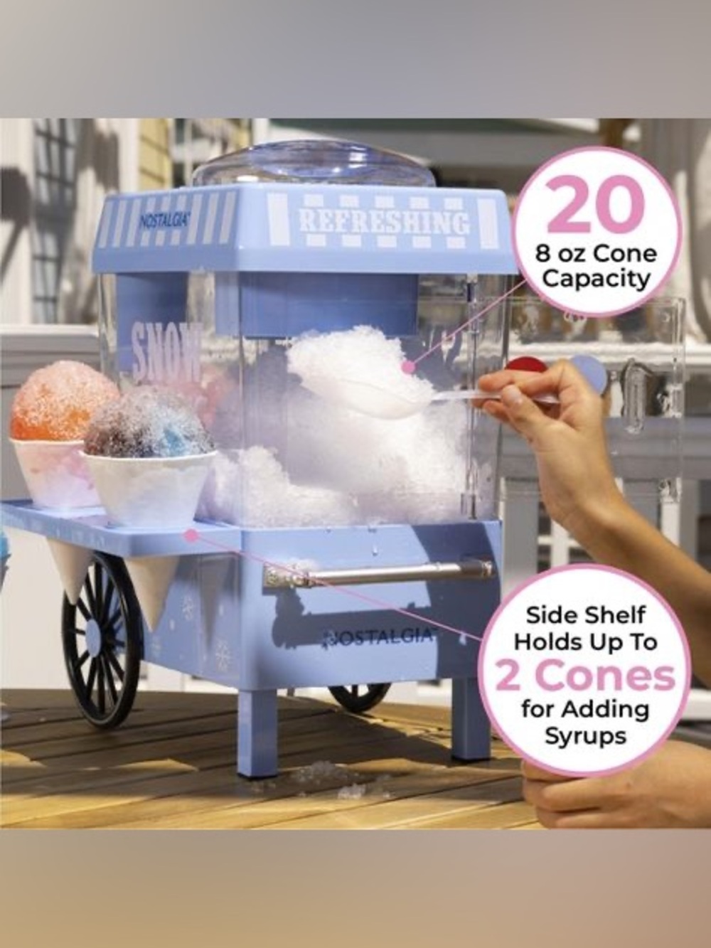 Nostalgia Light Blue Snow Cone Cart Machine - Picture 2 of 6